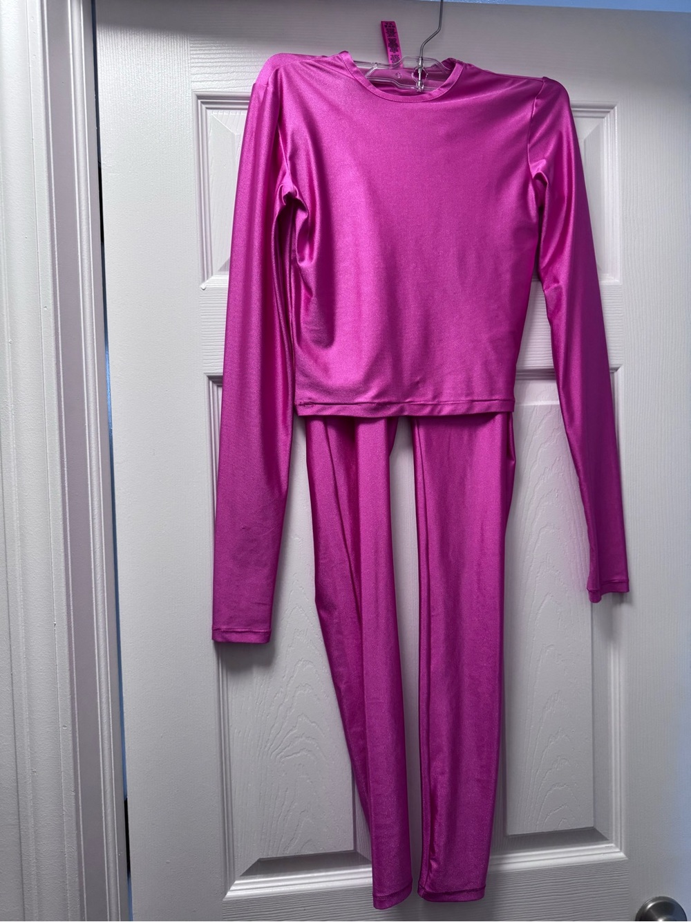 SKIMS Hot Pink Long Sleeve Top & Leggings Set